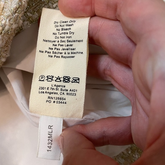 L'AGENCE LAGENCE Kenzie Double Breasted Tweed Blazer in Rose Gold Size 2 - Picture 10 of 16